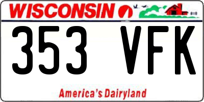 WI license plate 353VFK