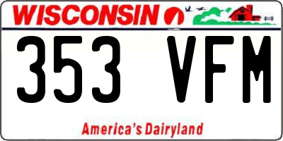 WI license plate 353VFM
