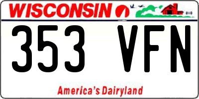 WI license plate 353VFN