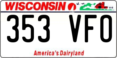 WI license plate 353VFO