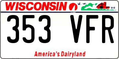 WI license plate 353VFR