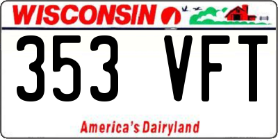 WI license plate 353VFT