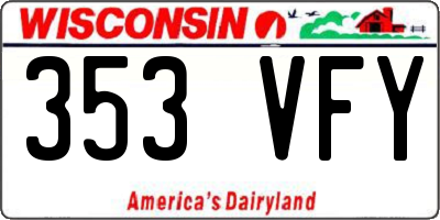 WI license plate 353VFY