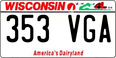 WI license plate 353VGA