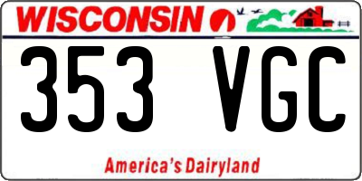 WI license plate 353VGC