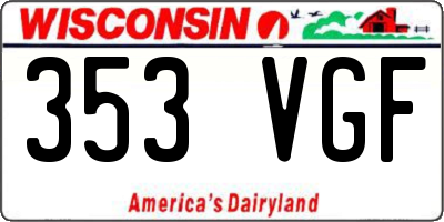 WI license plate 353VGF