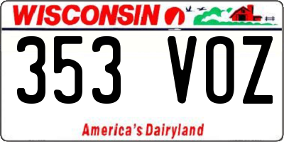 WI license plate 353VOZ