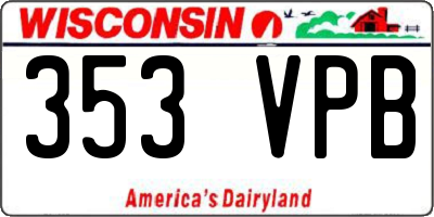 WI license plate 353VPB