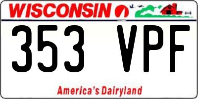 WI license plate 353VPF