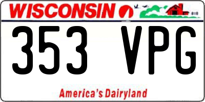 WI license plate 353VPG