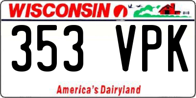 WI license plate 353VPK