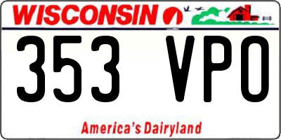 WI license plate 353VPO