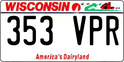 WI license plate 353VPR