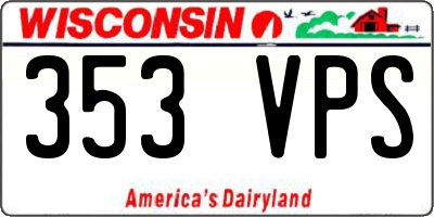WI license plate 353VPS