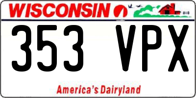 WI license plate 353VPX