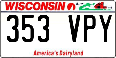 WI license plate 353VPY