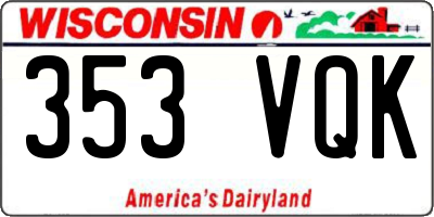 WI license plate 353VQK