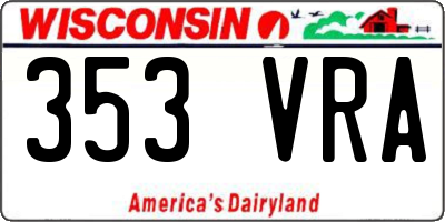 WI license plate 353VRA