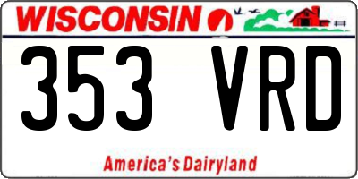 WI license plate 353VRD