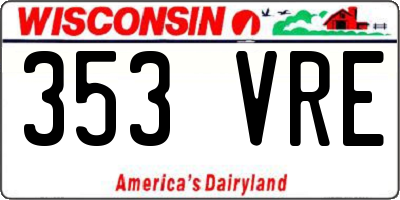 WI license plate 353VRE