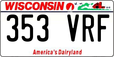 WI license plate 353VRF