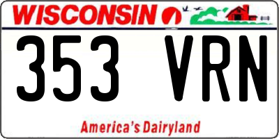 WI license plate 353VRN