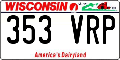 WI license plate 353VRP
