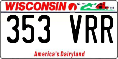 WI license plate 353VRR
