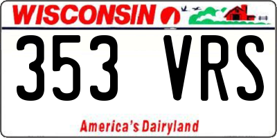 WI license plate 353VRS
