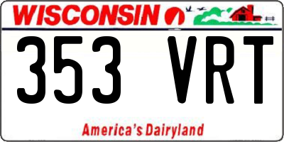 WI license plate 353VRT