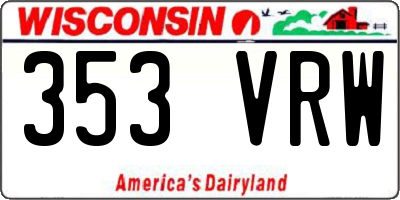 WI license plate 353VRW