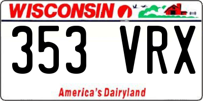 WI license plate 353VRX