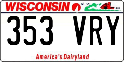 WI license plate 353VRY