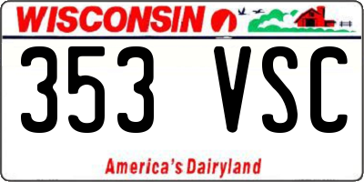 WI license plate 353VSC
