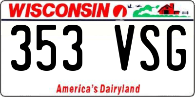 WI license plate 353VSG