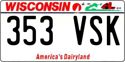 WI license plate 353VSK
