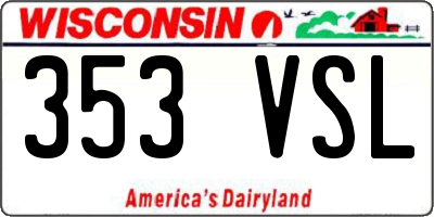 WI license plate 353VSL
