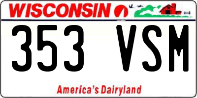 WI license plate 353VSM