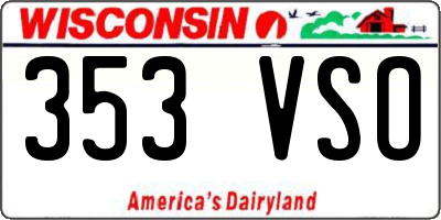 WI license plate 353VSO