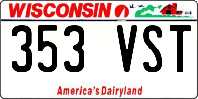WI license plate 353VST