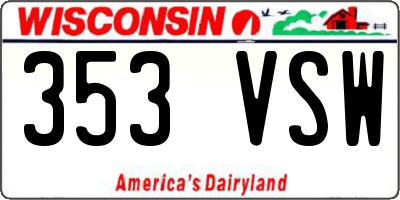 WI license plate 353VSW