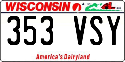 WI license plate 353VSY