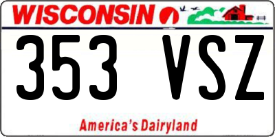 WI license plate 353VSZ