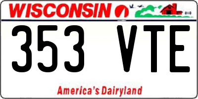 WI license plate 353VTE