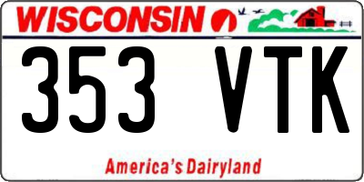 WI license plate 353VTK
