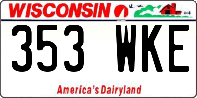 WI license plate 353WKE