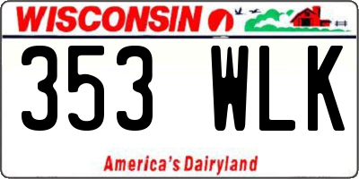 WI license plate 353WLK