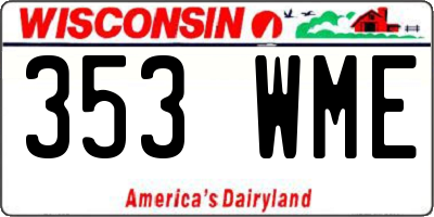WI license plate 353WME