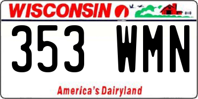 WI license plate 353WMN