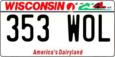 WI license plate 353WOL